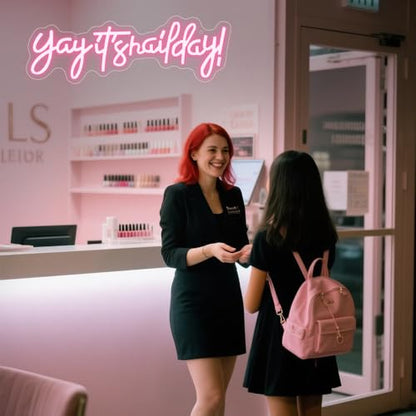 Yay It's Nail Day Neon Sign, LED Light Neon Sign for Business Nail Room Salon Decor Light Up Sign for Wall Beauty Room Nails Hair Bar Great Gifts for Nail Techs Girls, Christmas, Birthday(16.5"*5.5") - style: Nail Day