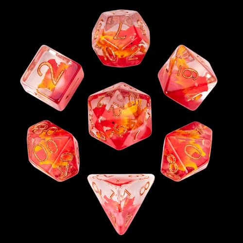 UDIXI 7PCS Dragon DND Dice Set, Resin Polyhedral Dice Set for Tabletop Game | Velvet Storage Bag, DM Gift, for Dungeons and Dragons Role Playing Games Board Games - color: Red Dragon Head