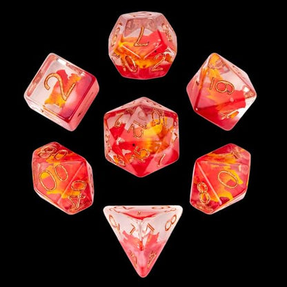 UDIXI 7PCS Dragon DND Dice Set, Resin Polyhedral Dice Set for Tabletop Game | Velvet Storage Bag, DM Gift, for Dungeons and Dragons Role Playing Games Board Games - color: Red Dragon Head