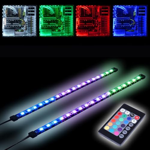 RGB LED Strip Computer Lighting via Magnet with Controller for Desktop Computer Case Mid Tower Full Tower (24Key Remote，2PK，30CM，R Series，RGB) - color: RGB (Red, Green, Blue)