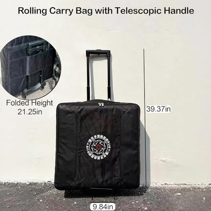 Rolling Carrying Case for Automatic Mahjong Table, Portable Wheeled Storage Bag with Telescoping Handle, Heavy-Duty Protective Travel Bag, Mahjong Table Not Included Black