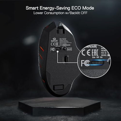Redragon M690 PRO Wireless RGB Gaming Mouse 8000 DPI Remapping Keys | Cable-Free 0 Delay, Rapid-Fire Macro Keybinds, Vibing Backlight, Ergonomic Grip Body Comfort - style: M690 PRO Black