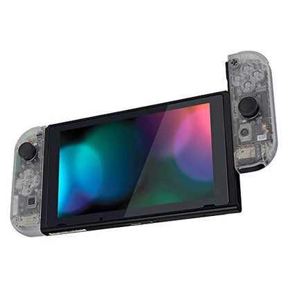eXtremeRate Transparent Clear Joycon Handheld Controller Housing (D-Pad Version) w/Full Set Buttons, DIY Replacement Shell Case for Nintendo Switch & Switch OLED Joy-Con – Console Shell NOT Included - color: Clear