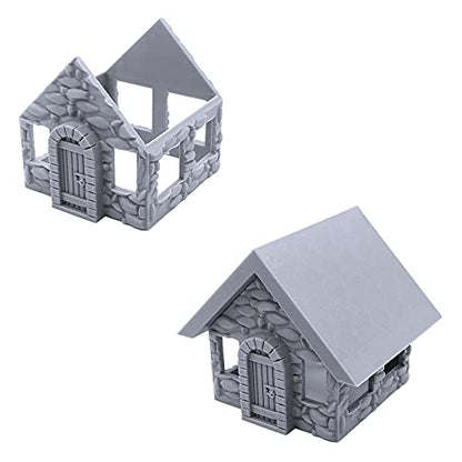 EnderToys Stone Houses, Terrain Scenery for Tabletop 28mm Miniatures Wargame, 3D Printed and Paintable