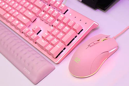 i-rocks M31E RGB Wired Gaming Mouse : 6400 DPI Optical Sensor - 60 Million Click lifespans - Compatible Software - 7 Programmable Buttons - Peach Pink - color: Pink