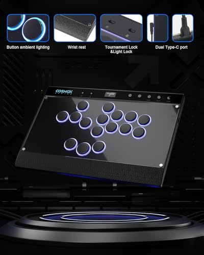 Haute42 Leverless Controller for Arcade Gaming: C16 Magnetic Detachable Series - Aluminum Alloy Base with Acrylic Panel - Laser-Engraved Wrist Rest - Custom RGB Controller for PC/Switch/PlayStation