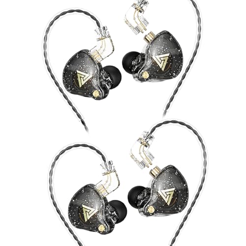 Wired Gaming Earbuds 2 Pack, AK6 PRO in Ear Monitors, Deep Bass Sound Wired Earbuds, HiFi in Ear Headphones with New 1DD 10mm Dynamic Driver, IEM for Music Gaming Video Calling (Black+Black) - color: Black+Black