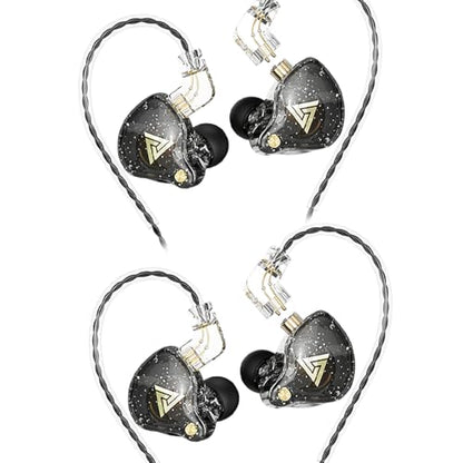 Wired Gaming Earbuds 2 Pack, AK6 PRO in Ear Monitors, Deep Bass Sound Wired Earbuds, HiFi in Ear Headphones with New 1DD 10mm Dynamic Driver, IEM for Music Gaming Video Calling (Black+Black) - color: Black+Black