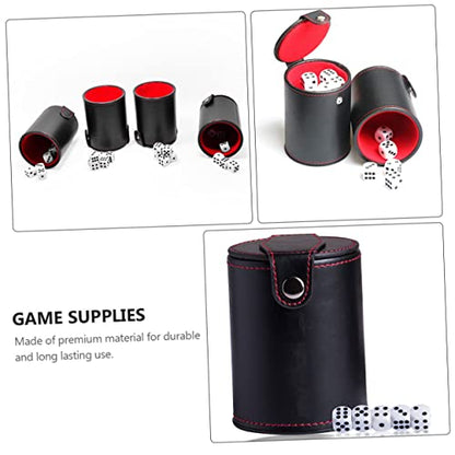 WOONEKY 1set Leather Dice Shaking Cup Lid Professional Dice Storage Container for Games Pu Leather Double-Layer Design for Family Entertainment and Travel