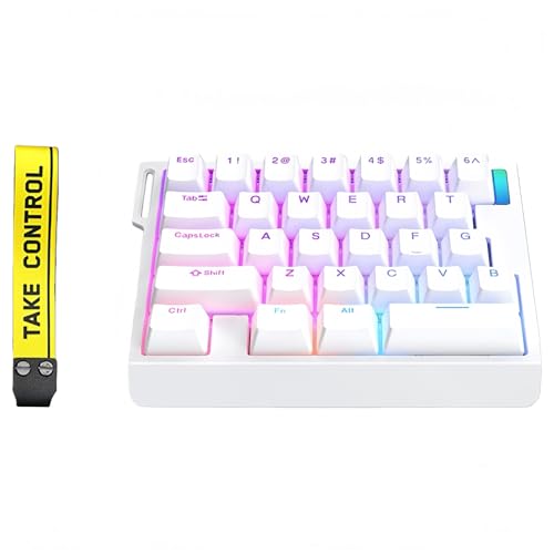 FKZ HE30 Rapid Trigger Gaming Keyboard,One Handed Hall Effect Magnetic Switch Keyboard Hot Swap Custom RGB Mini Wired Macro Mechanical Keypad with Fast Adjustable Actuation,8K Hz Polling Rate (White) - color: White