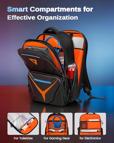 MATEIN 18 inch Hard Shell Gaming Backpack for Men with EVA Front Shield | Waterproof, Extra Large Laptop Backpack, TSA Approved, Gaming Laptop Bag, Controller Pockets, Cooling Pad Compartment