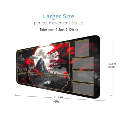 TCG Playmat Stitched Edges, 24 x 14 inches MTG Play Mat for MTG Trading Card Game Playmats Smooth Surface Battle Game Rubber Collection - color: Night Scenery With Zones