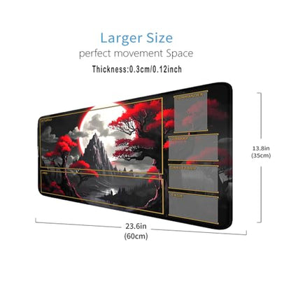 TCG Playmat Stitched Edges, 24 x 14 inches MTG Play Mat for MTG Trading Card Game Playmats Smooth Surface Battle Game Rubber Collection - color: Night Scenery With Zones