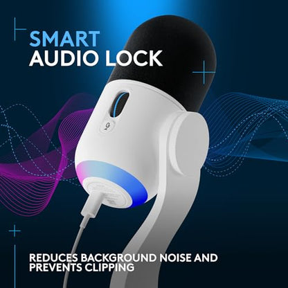 Logitech G Yeti GX Dynamic RGB Gaming Microphone with LIGHTSYNC - White | LIGHTSYNC, USB mic for streaming, plug and play for PC/Mac - color: White