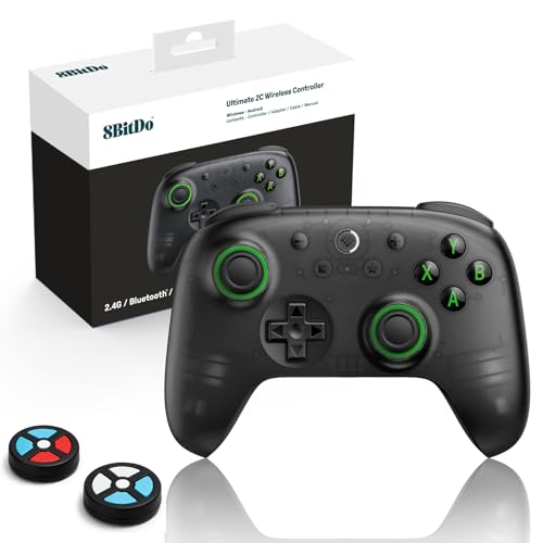 8Bitdo Ultimate 2C Wireless Controller(Transparent Black) - 1000Hz Polling | For Windows PC & Android, Hall Effect Joysticks & Triggers, Remappable L4/R4 Bumpers - color: Transparent Black