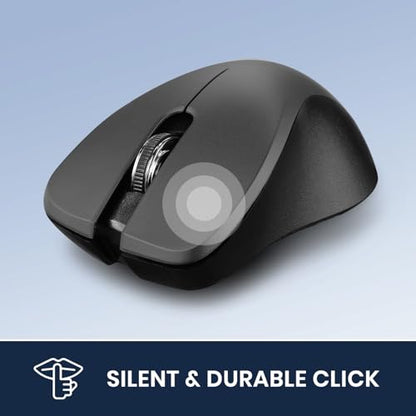 Perixx PERIMICE-821IB Wireless Bluetooth Mouse - Silent Click - Ergonomic Design - Iron Black - style: Bluetooth