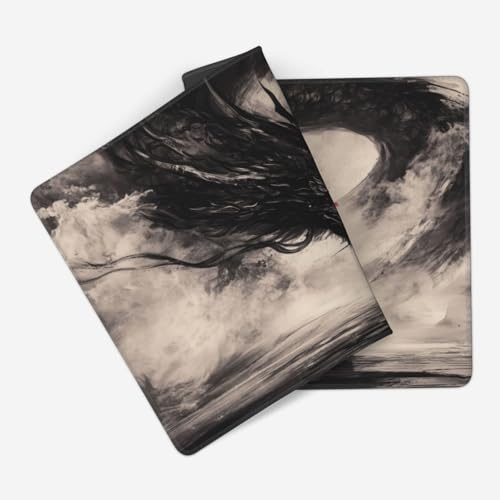 MTG Playmat Black Dragon Ink Painting TCG Play Mat Original Hand-Painted Stitched Edges Smooth Surface Non-Slip Rubber Base for Trading Card Games Board Games 23.5x13.6in