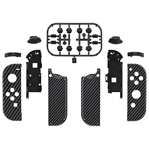 eXtremeRate DIY Replacement Shell Buttons for Nintendo Switch & Switch OLED, Graphite Carbon Fiber Soft Touch Housing with Full Set Button for Joycon Handheld Controller - Console Shell NOT Included - color: Graphite Carbon Fiber