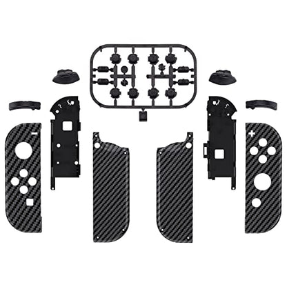 eXtremeRate DIY Replacement Shell Buttons for Nintendo Switch & Switch OLED, Graphite Carbon Fiber Soft Touch Housing with Full Set Button for Joycon Handheld Controller - Console Shell NOT Included - color: Graphite Carbon Fiber