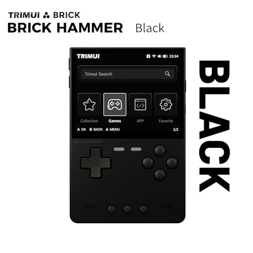 TRIMUI Brick Hammer Retro Handheld Game Console – Metal CNC Aluminum Alloy Body, 3.2" IPS Screen, 8GB Storage, Expandable to 1TB, Built-in 3000mAh Battery - style: Black-64G