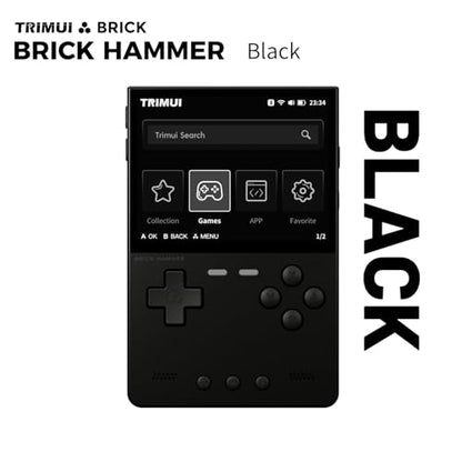 TRIMUI Brick Hammer Retro Handheld Game Console – Metal CNC Aluminum Alloy Body, 3.2" IPS Screen, 8GB Storage, Expandable to 1TB, Built-in 3000mAh Battery - style: Black-64G