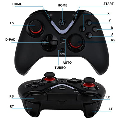 Wireless Game Controller with LED Lighting Compatible with Xbox One S/X, Xbox Series S/X Gaming Gamepad, Remote Joypad with 2.4G Wireless Adapter, Rechargeable Battery - color: Black