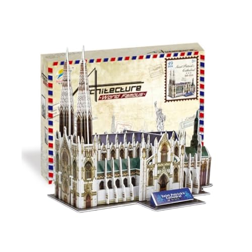 Architecture World Famous of 3D Puzzle.Build Your Own Collection of 17 Global Landmarks (Notre Dame, Colosseum) - Educational DIY Model Kit for Kids & Adults. (St. Patrick's Cathedral) - color: St. Patrick's Cathedral