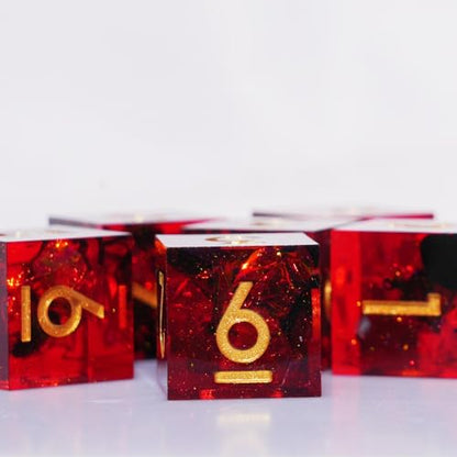 Generic 6PCS 16mm D6 Resin dice Set Dice for DND Dungeons and Dragons Role Playing Game (Red) - color: Red