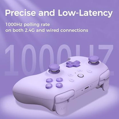 AKNES 8Bitdo Ultimate 2C Wireless 2.4G Controller for Windows PC and Android, Gamepad with Hall Effect Joysticks and Hall Triggers, 1000Hz Polling Rate, Remappable L4/R4 Bumpers - Purple | Gamepad with Hall Effect Joysticks and Hall Triggers, 1000Hz Polli