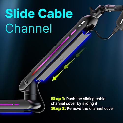 RGB Low Profile Boom Arm for Mic, Adjustable Microphone Arm Stand with Desk Mount Clamp, Rotatable Microphone Boom Arm Mic Stand with Cable Management for Podcast Streaming Gaming Studio. - color: 4 LIZARD RGB