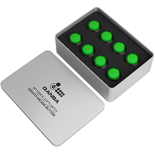 Qanba Gravity KS Mechanical Shafts Silent Pushbutton 30mm Snap-in (Boxed (Clear Green Black D09(8 pcs) - color: Clear Green Black D09(8 pcs）