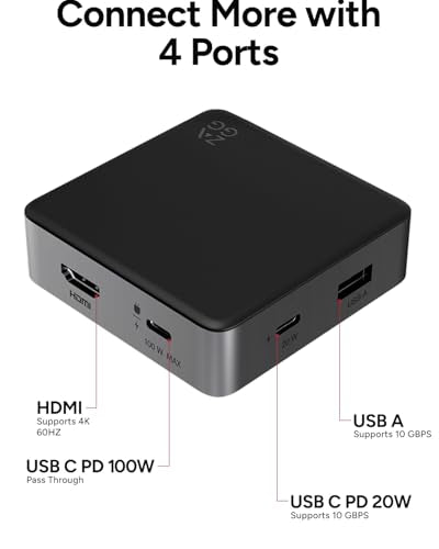 ZAGG 4-Port Hub - Versatile USB-C PD, USB-A HDMI Adapter, High-Speed Charging & 4K Display Support, Compact for Travel, Compatible with Windows, macOS, iPadOS, ChromeOS, Android - style: 4-Port Hub