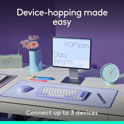 Logitech POP ICON Combo, Wireless Bluetooth Keyboard and Mouse, Comfortable Typing, programmable Keys and Buttons, Quiet clicks, Easy-Switch up to 3 Devices - Graphite and Lime - color: Graphite Lime, style: Combo