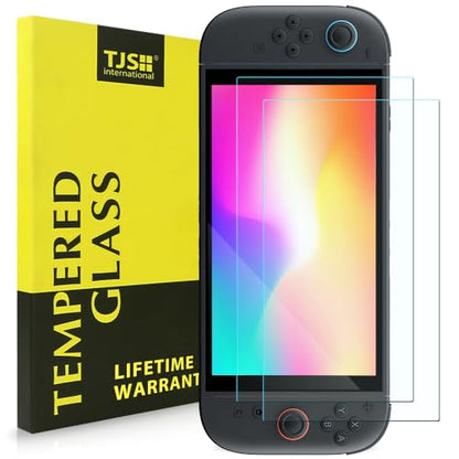 TJS 2 Pack Screen Protector for Nintendo Switch 2 Model 2025 7.9" (Clear) | Tempered Glass Screen Protector Works While Docking 0.3mm Thickness/Bubble Free/Ultra Clear/9H Hardness/ Anti-Fingerprint - size: Nintendo Switch 2 7.9''