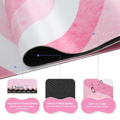 iLeadon Desk Mat Set, Pink Heart Mouse Pad and Keyboard Wrist Rest | Large Gaming Mouse Pad + Keyboard Wrist Rest + Mouse Pad with Wrist Support + Coaster,Easy Typing Pain Relief - color: Pink Heart
