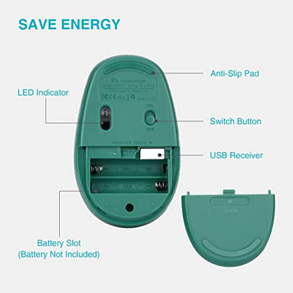 Rii Wireless Mouse RM700 2.4G Silent Computer Mouse with USB Nano Receiver for Laptop,PC,Mac,Chromebook,Windows (Green) - color: GREEN