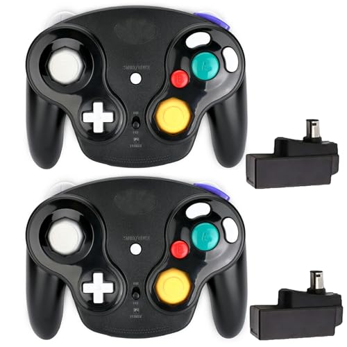 inventii Game Cube Controller,NGC 2.4G Wireless Classic Controller for Wii Game Cube, With Receiver Adapter (Black 2 PACK) - color: Black 2 PACK