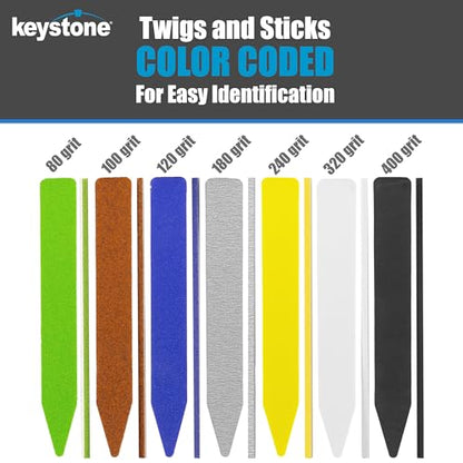 Keystone Sanding Twigs or Sticks Ideal for Woodworking Hobby Arts Crafts Models Mixed Grits and Lengths Cushioned Abrasive (121 Piece Detail Sanding Kit) - size: 121 Piece Detail Sanding Kit