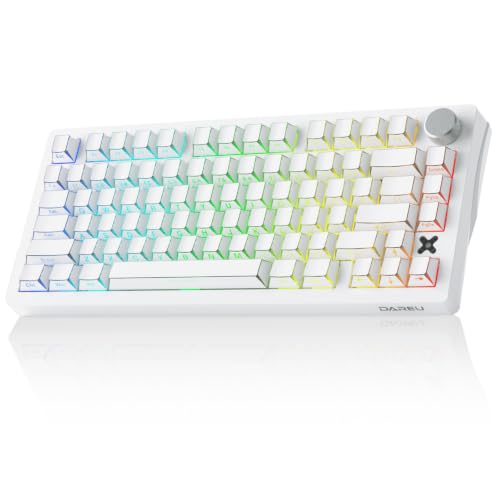 DAREU FLEX75 Gasket Wireless Mechanical Keyboard with Knob-Comic | Tri-mode,Hot Swap,75% Custom Gaming Keyboard with PBT Keycaps,RGB Backlit for Mac/Win - color: White Shadowfold