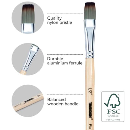 Transon 16 pcs Artist Paint Brush Set Versatile for Acrylic Painting Watercolor Painting Gouache Painting - color: Wood Tone