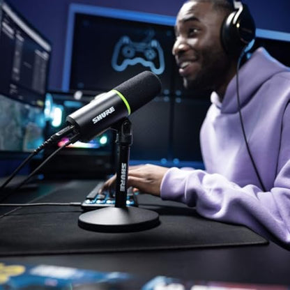 Shure MV6 USB Gaming Microphone for Streaming & Recording | Dynamic USB PC mic with desktop stand, noise cancellation, tap-to-mute and 3.5mm headphone monitoring for gaming - size: 300.5625 cubic inches