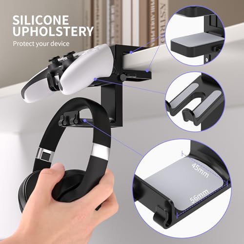 Adjustable Headphone Stand Desk-Sided Clamp Headphone Hanger with Handle PC Gaming Headset Holder (Under Desk with Handle) - style: adjustable