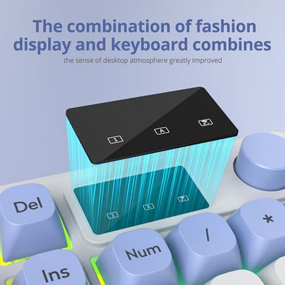 RGB Mechanical Feel Membrane Wireless Keyboard, Wired/Bluetooth/2.4G Silent ABS Ball Cap Gasket Structure Gaming Office Keyboard for PC/Mac/Win (Sea Salt Blue) - color: Sea salt blue