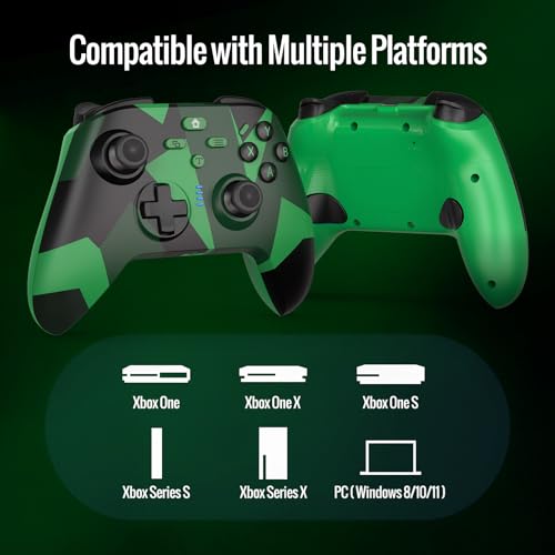 BETMI Wireless Controller Compatible with Xbox|PC, Built-in Audio Jack | Built-in Audio Jack/Macro/Turbo/Hall Effect Joysticks/2.4GHz Dongle, Compatible with Xbox One, Series X/S (Green/Black)