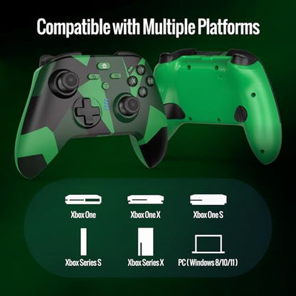 BETMI Wireless Controller Compatible with Xbox|PC, Built-in Audio Jack | Built-in Audio Jack/Macro/Turbo/Hall Effect Joysticks/2.4GHz Dongle, Compatible with Xbox One, Series X/S (Green/Black)