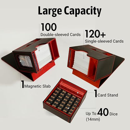 Commander Deck Box for MTG with Dice Tray - Card Deck Box Fits 100 Double-Sleeved Cards & 35PT Card Brick with Commander Display & Magnetic Holder for TCG/CCG Games-Black/Blue - color: Black Blue