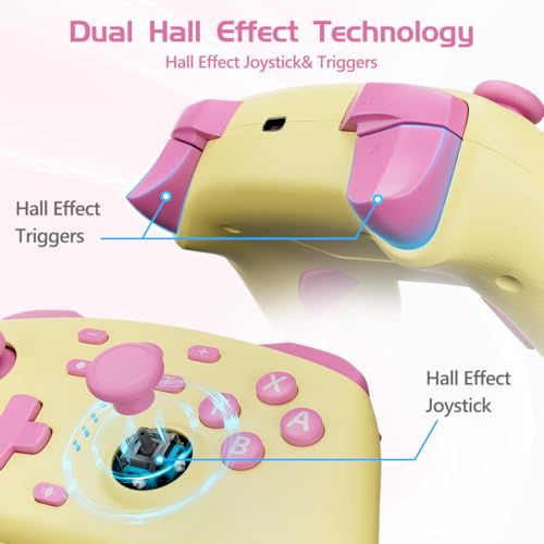 Wireless Switch Controller for Switch/Switch 2/OLED/Lite/PC, Wireless Switch Pro Controllers with 2.4G Dongle, Hall Effect Joysticks & Hall Triggers, Dual Rumble, Turbo & 2 Macro Back Buttons(Yellow) - color: Butter Yellow