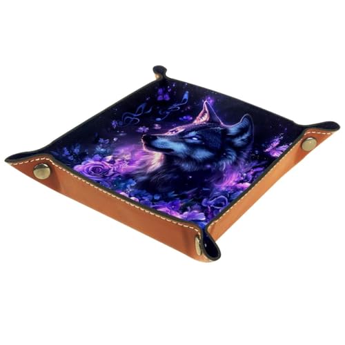 Dice Trays Wolf Rose Holder Storage Box for Dice Games Like RPG DND, Leather Dice Holder Portable Folding Rolling Dice Tray, 16x16cm - color: Multi 10