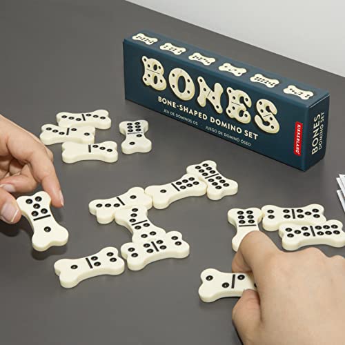 Kikkerland Bones Bone Shaped Domino Set, Classic Board Game, 28 Tiles, Fun Family-Friendly Game Night, for Adults and Kids Ages 8 and Up