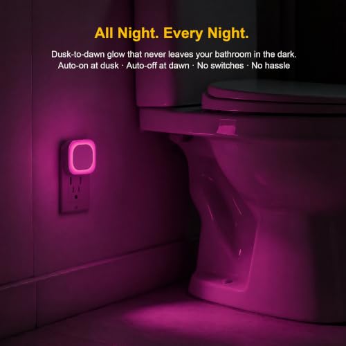 2 Pack Pink Night Light Plug into Wall, Dimmable Light for Bedroom | Auto Dusk to Dawn Sensor, Eye-Care Reflected Glow, LED Nightlight, Pink Lamp for Princess-Themed Bedroom, Bathroom, Adults - color: Pink